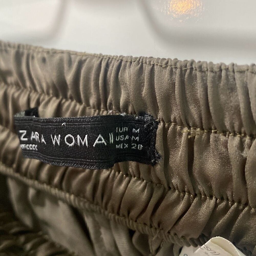 Zara woman earthy green silk satin skirt medium - Picture 4 of 6